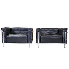 Paar LC-3 Grand Confort Stühle von Le Corbusier