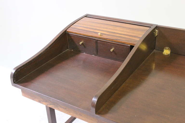 Mid-20th Century Rosewood Roll Top Desk by Edward Wormley for Dunbar