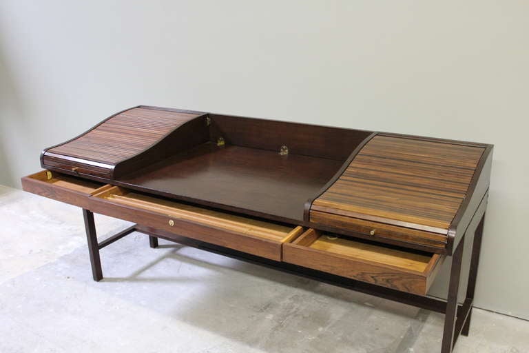 Rosewood Roll Top Desk by Edward Wormley for Dunbar 1