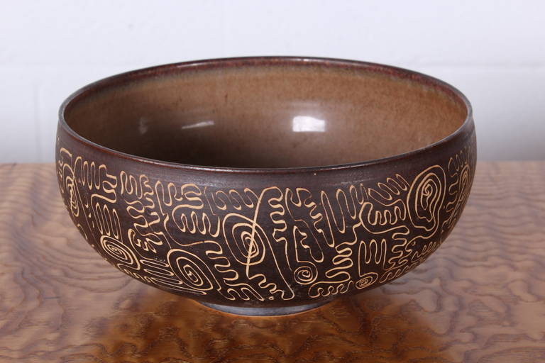 Mid-20th Century Early Sgraffito Bowl by Edwin and Mary Scheier