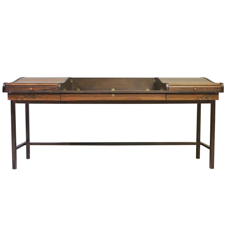 Rosewood Roll Top Desk by Edward Wormley for Dunbar