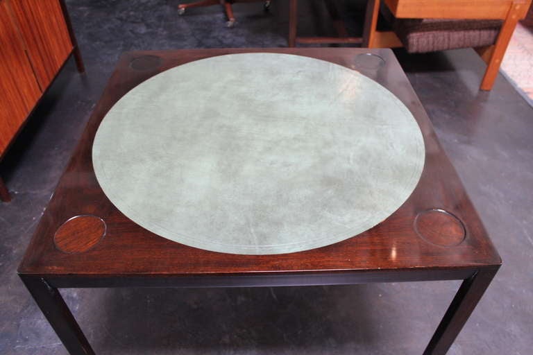 Mid-20th Century Game Table With Leather Insert By Edward Wormley For Dunbar