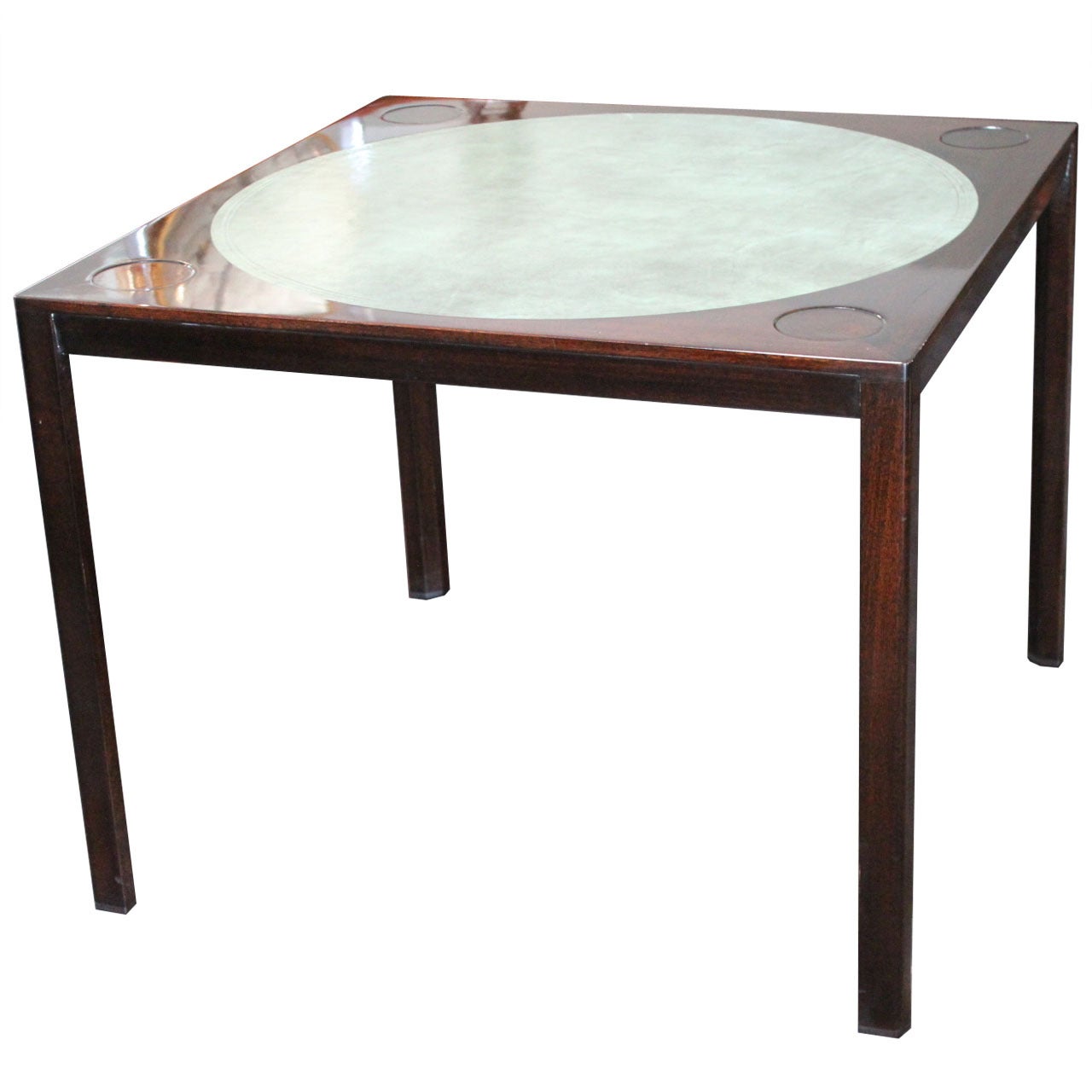 Game Table With Leather Insert By Edward Wormley For Dunbar