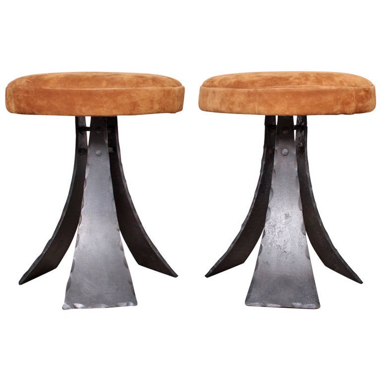 Pair of Steel Stools Designed by John Baldasare at 1stDibs