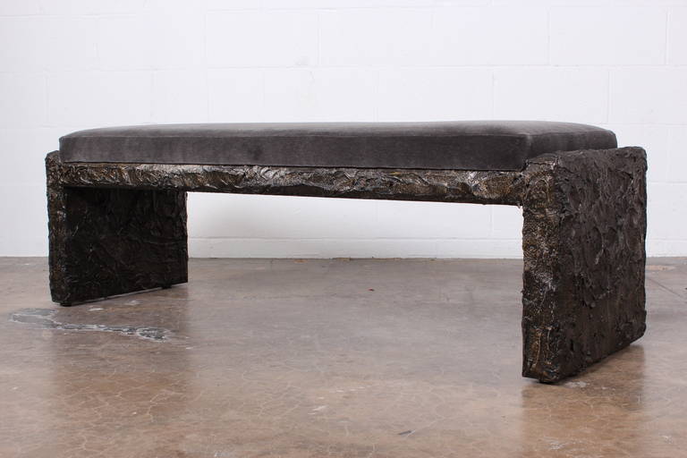 Mid-20th Century Sculpted Bronze Bench by Paul Evans