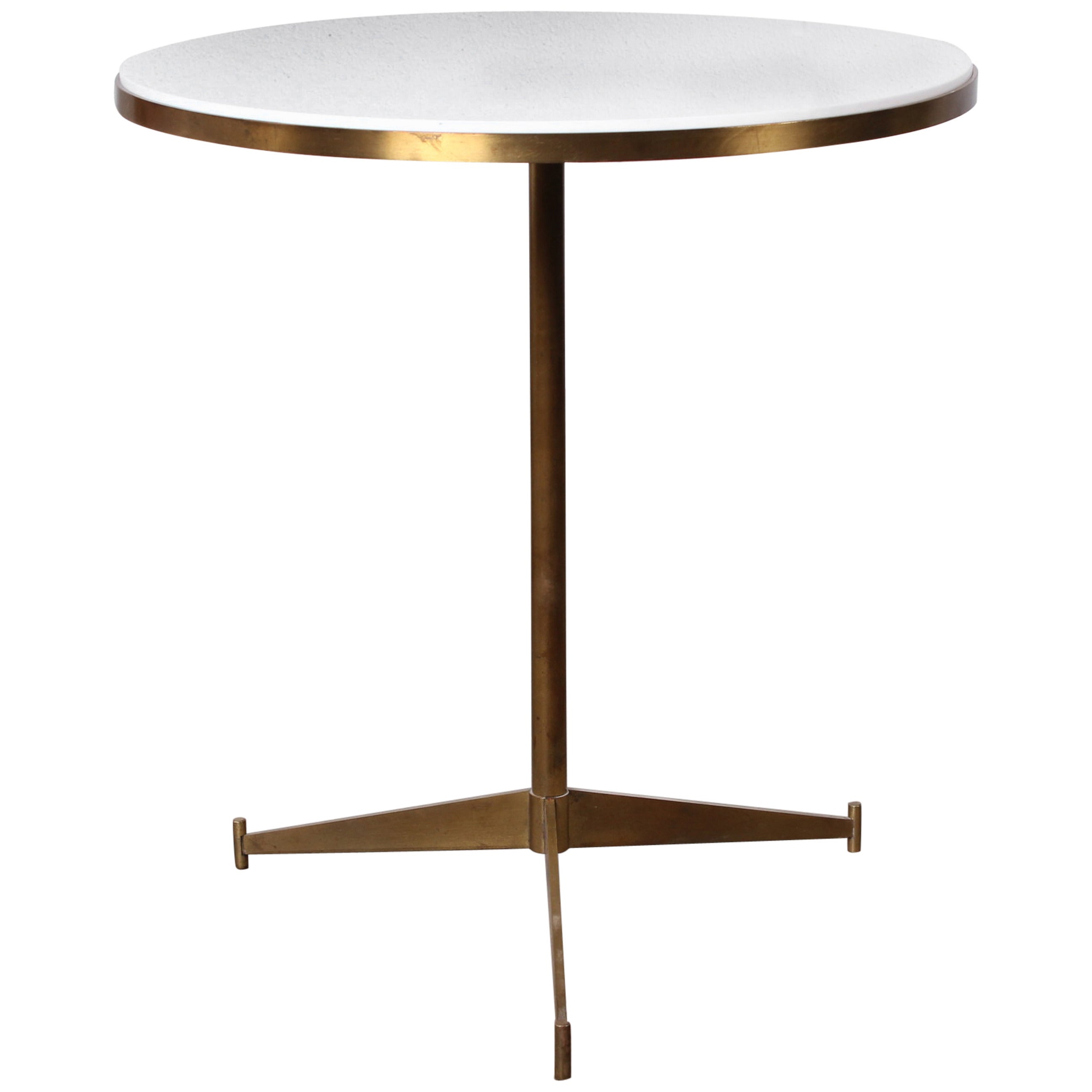 Brass and Vitrolite Side Table Designed by Paul McCobb