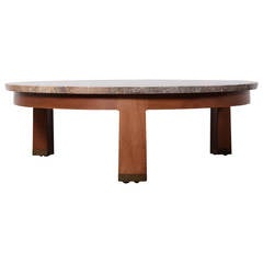 Travertine and Mahogany Coffee Table by Edward Wormley for Dunbar 11