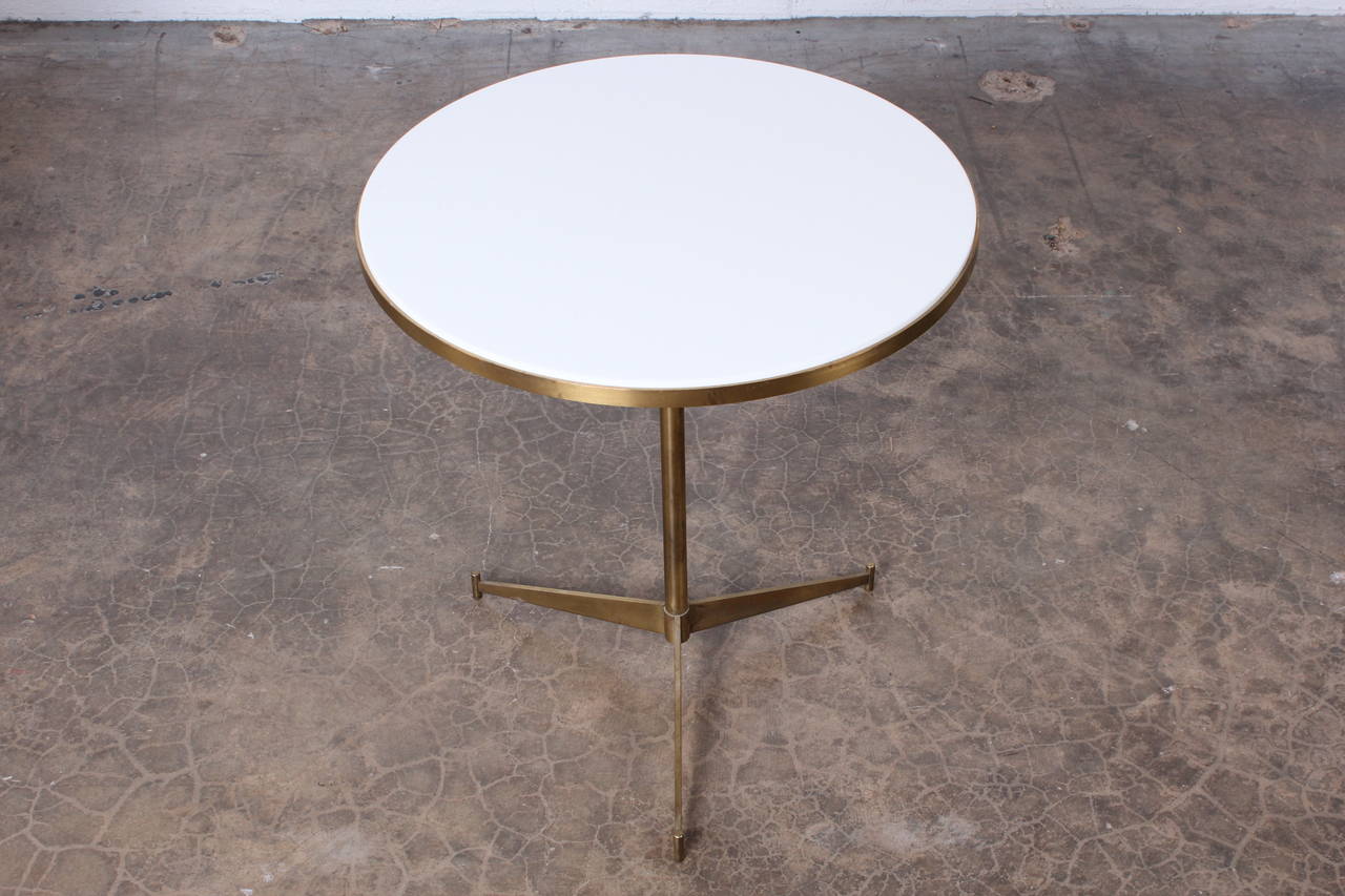 Brass and Vitrolite Side Table Designed by Paul McCobb 3