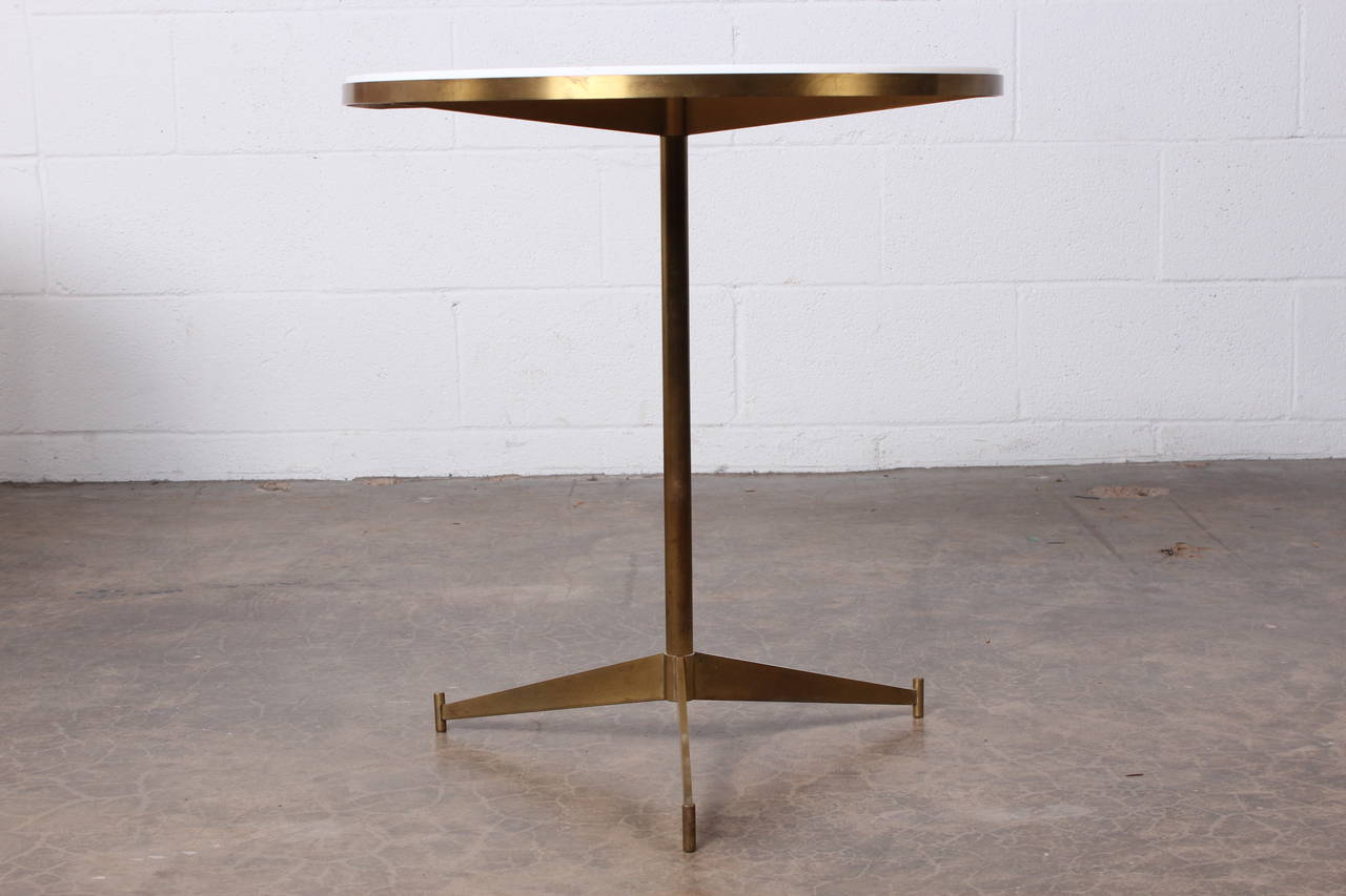 Brass and Vitrolite Side Table Designed by Paul McCobb In Good Condition In Dallas, TX