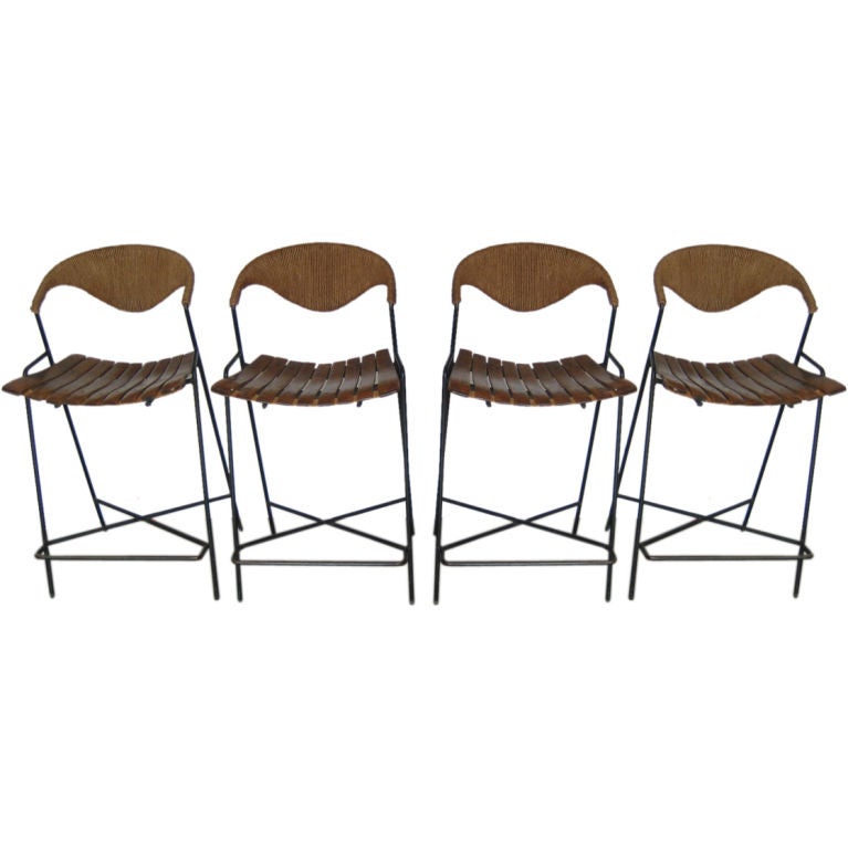 Four Counter Height Barstools By Arthur Umanoff