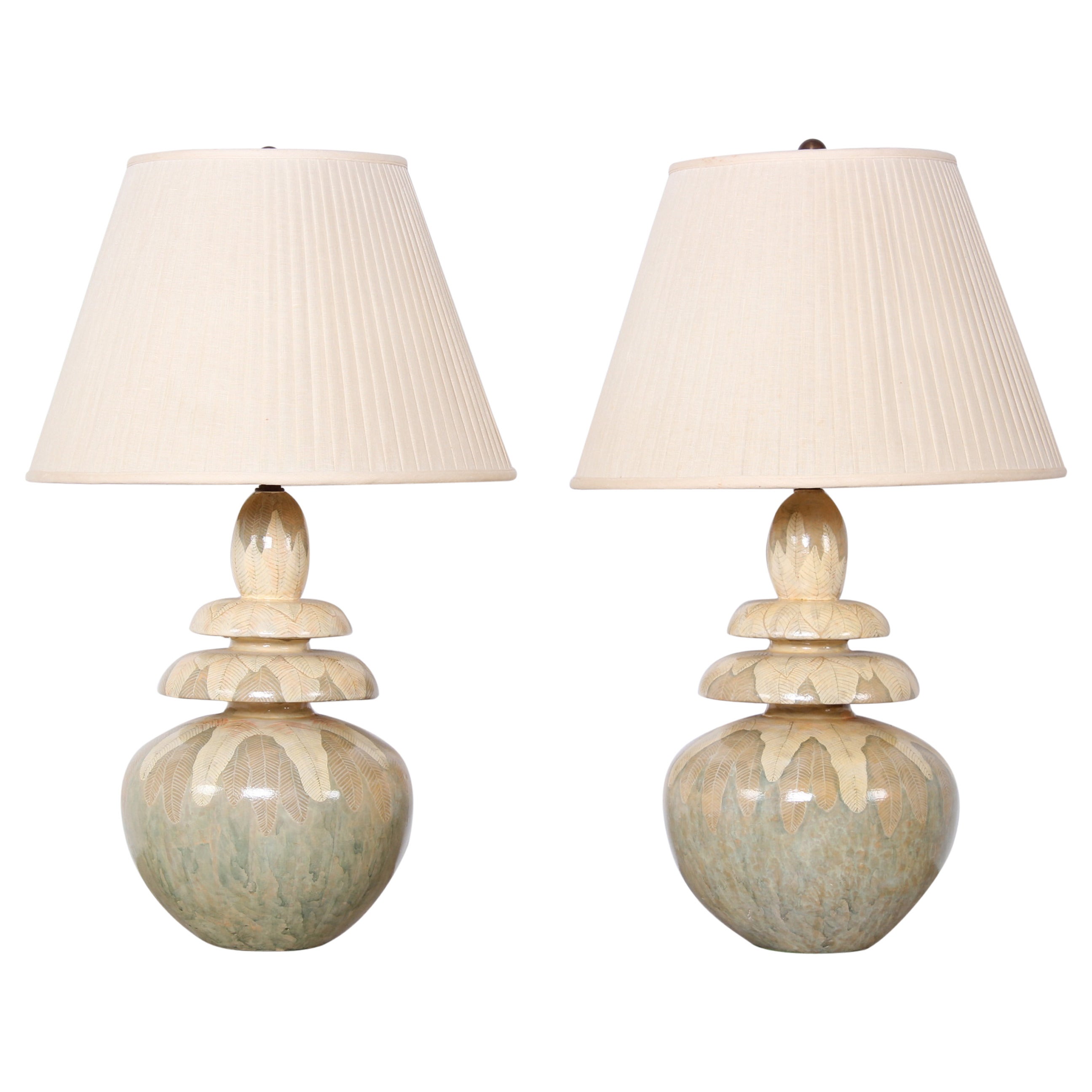 Pair of Hand Painted Table Lamps by Parish-Hadley