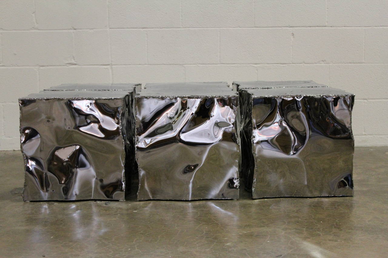 Set of Six Sculpted Chrome Tables by Jack Hanson 3