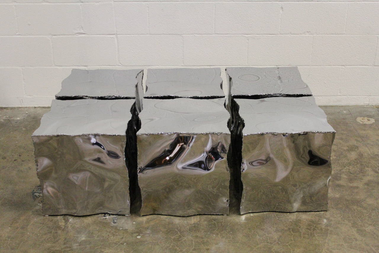 Set of Six Sculpted Chrome Tables by Jack Hanson 2