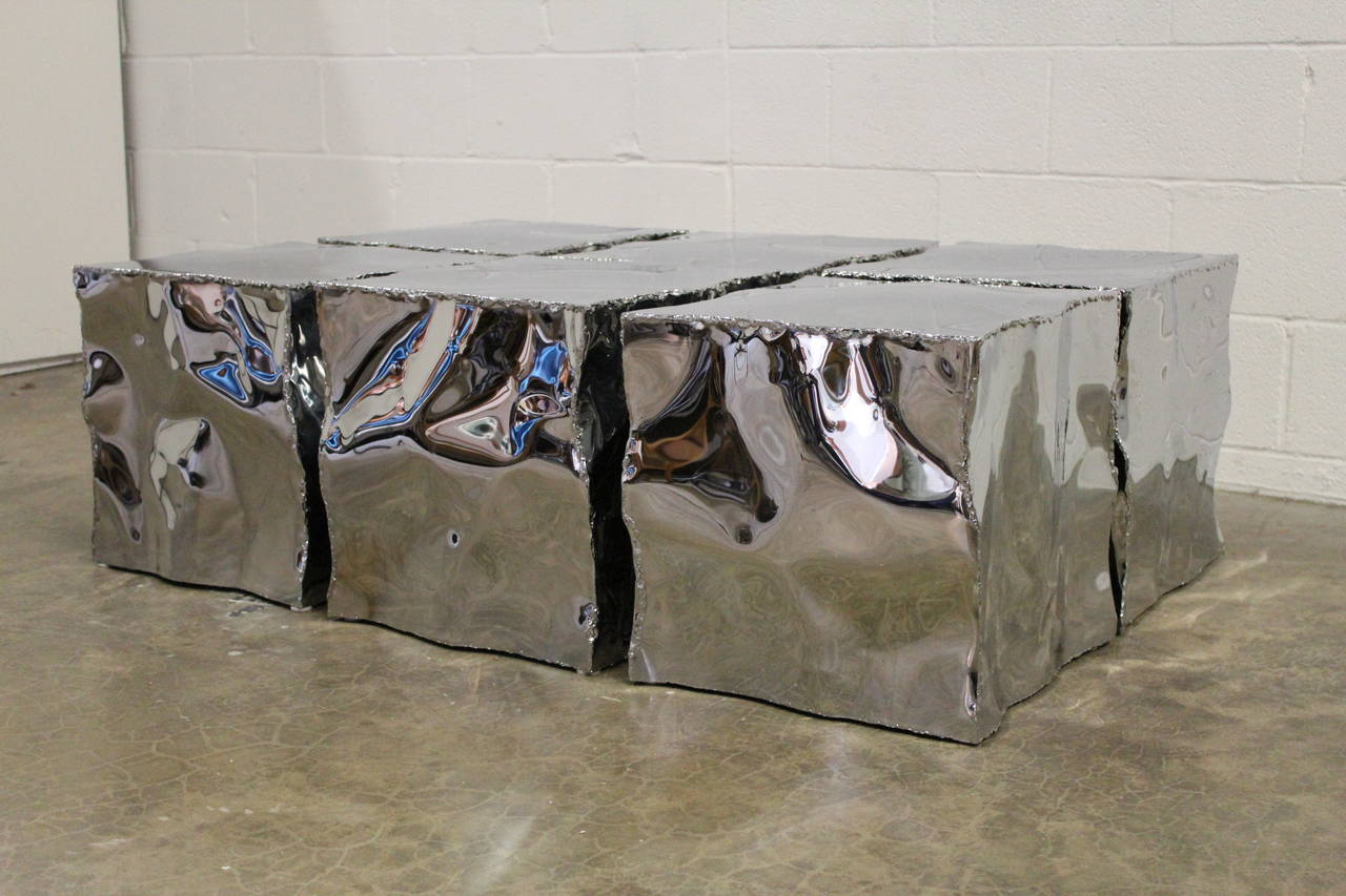 Set of Six Sculpted Chrome Tables by Jack Hanson 1
