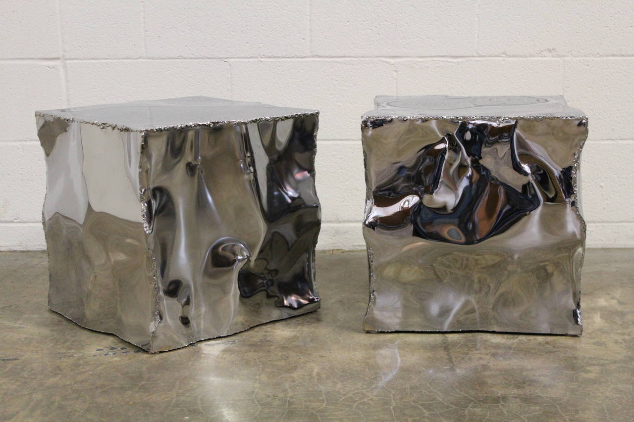 Set of Six Sculpted Chrome Tables by Jack Hanson 6