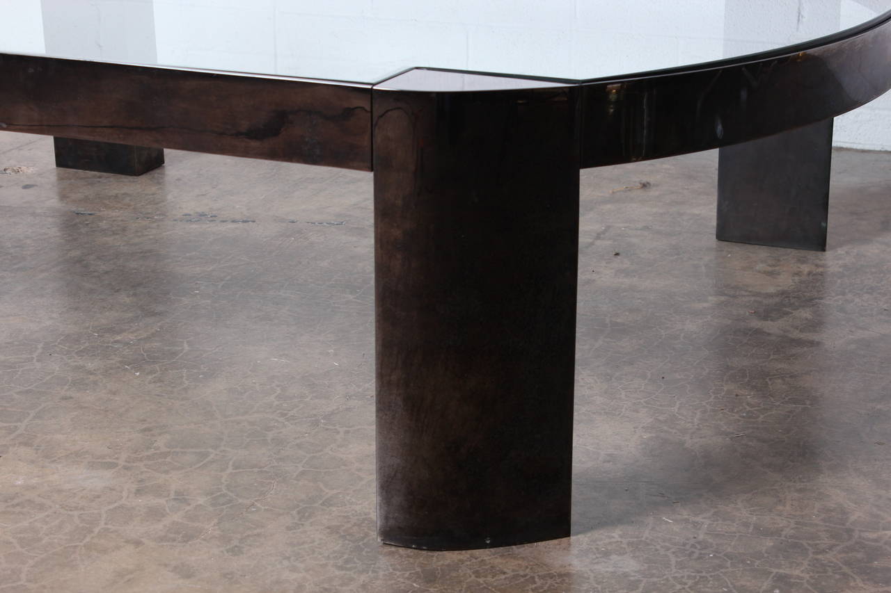 Large Gunmetal Coffee Table by Karl Springer 1