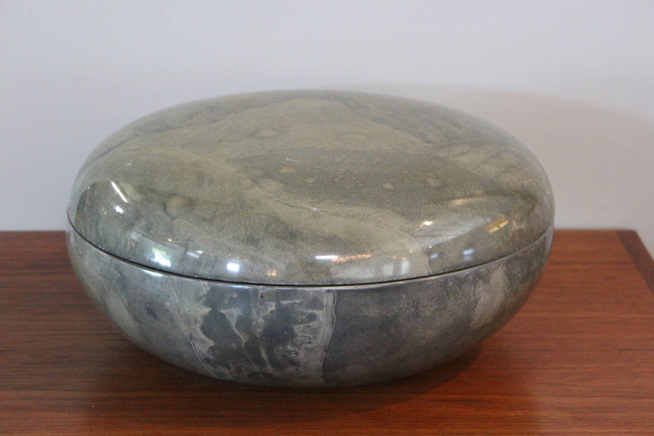 Faux Parchment Lidded Bowl Attributed to Karl Springer 3