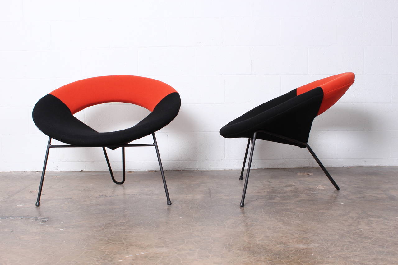 A very comfortable pair of Satellite lounge chairs designed by Henri Lancel.