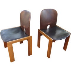 Pair of Leather Chairs by Tobia Scarpa for Cassina