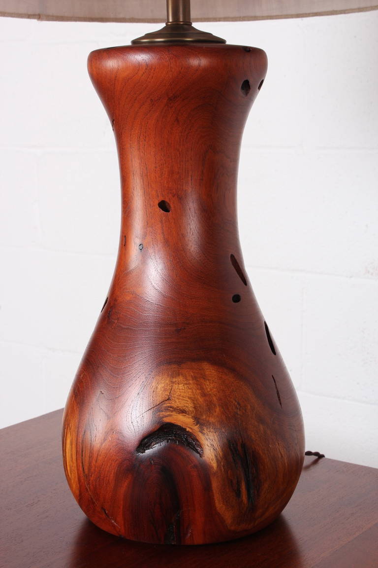 Late 20th Century Hand-Crafted Mesquite Wood Lamp