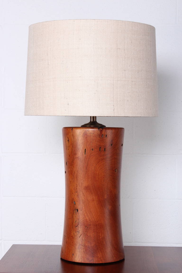 A hand turned mesquite wood lamp by an Arizona craftsman.