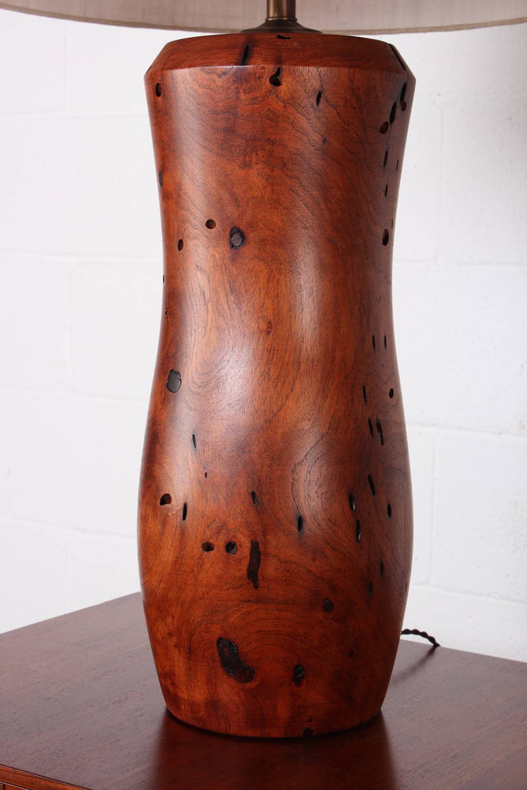 Pair of Handcrafted Mesquite Wood Lamps 3