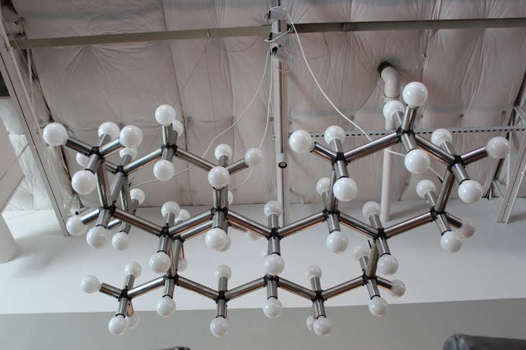 Huge 56 Bulb Molecule Chandelier by Robert Haussmann In Good Condition In Dallas, TX