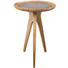Small Maple Occasional Table with Inset Leather Top