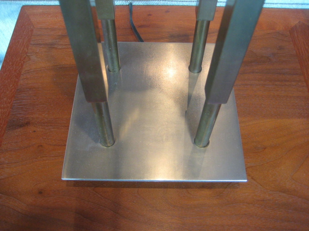 Large Brass and Brushed Steel Lamp by Stiffel