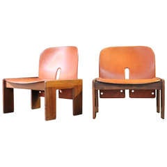 Pair of Rosewood Lounge Chairs by Tobia and Afra Scarpa