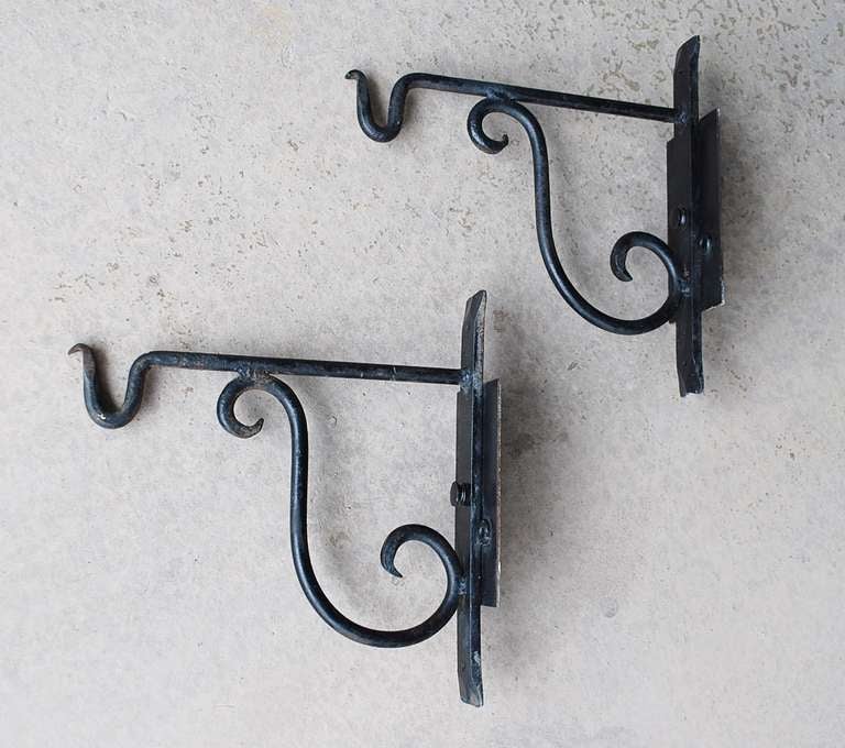 Mexican Pair of Brutalist Metal and Blown Glass Sconces