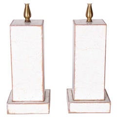 Pair of Crackle Glazed Terra Cotta Lamps