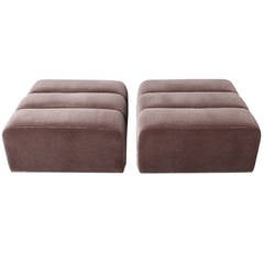 Used Pair of Large Mohair Ottomans