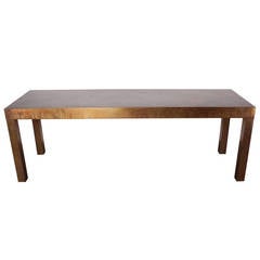 Large Patinated Brass Console Table