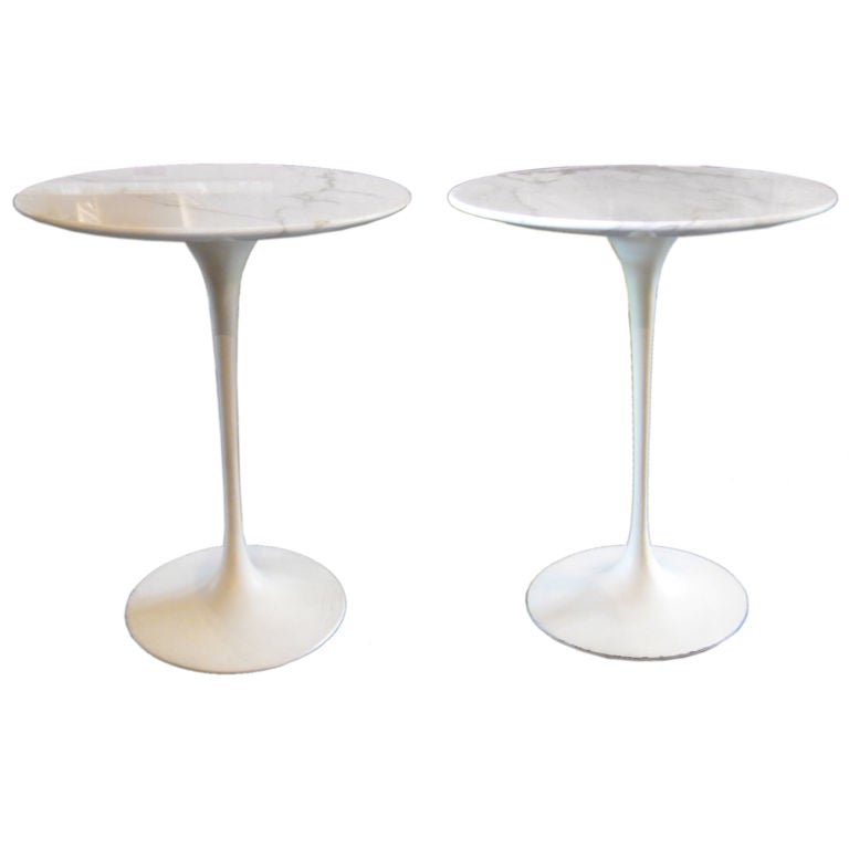 Marble top side tables by Eero Saarinen for Knoll