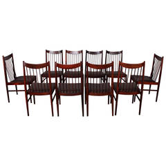 Set of Ten Rosewood Dining Chairs by Arne Vodder for Sibast