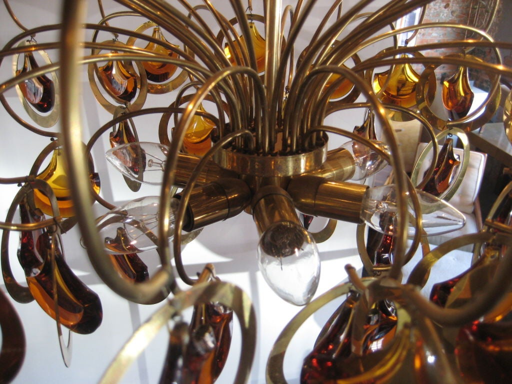 Italian brass and glass chandelier 1