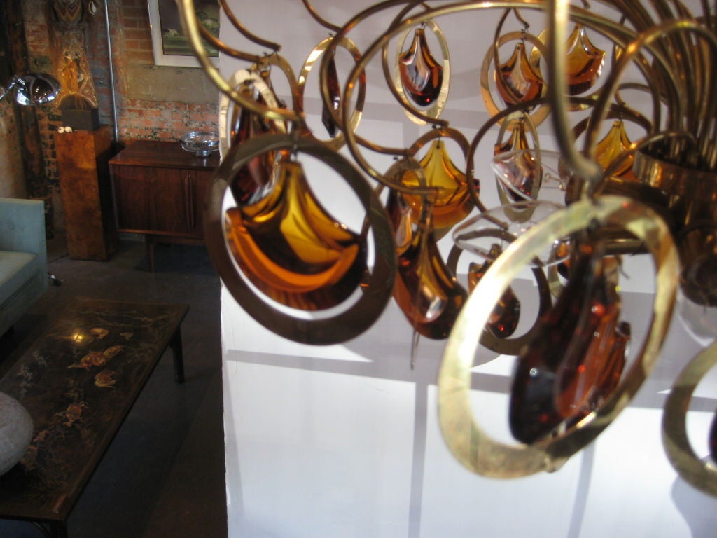 Italian brass and glass chandelier 2