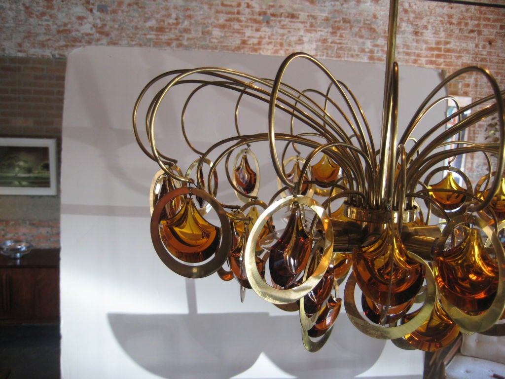 Italian brass and glass chandelier 4
