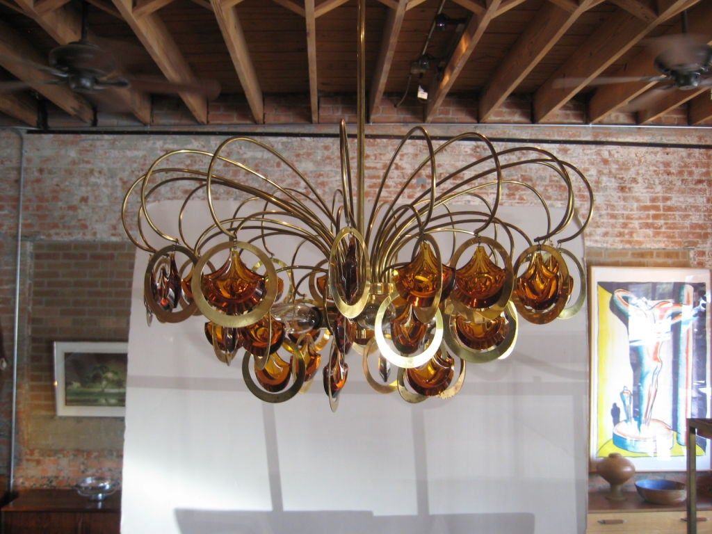Italian brass and glass chandelier 5
