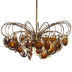 Italian brass and glass chandelier