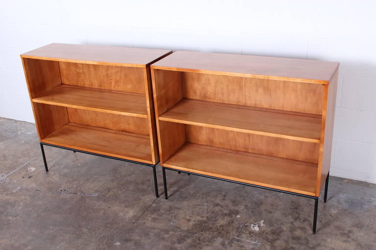 Pair of Early Bookcases on Iron Legs by Paul McCobb at 1stDibs