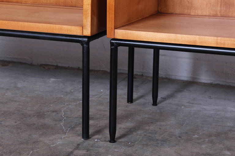 Pair of Early Bookcases on Iron Legs by Paul McCobb at 1stDibs
