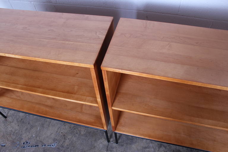 Pair of Early Bookcases on Iron Legs by Paul McCobb at 1stDibs