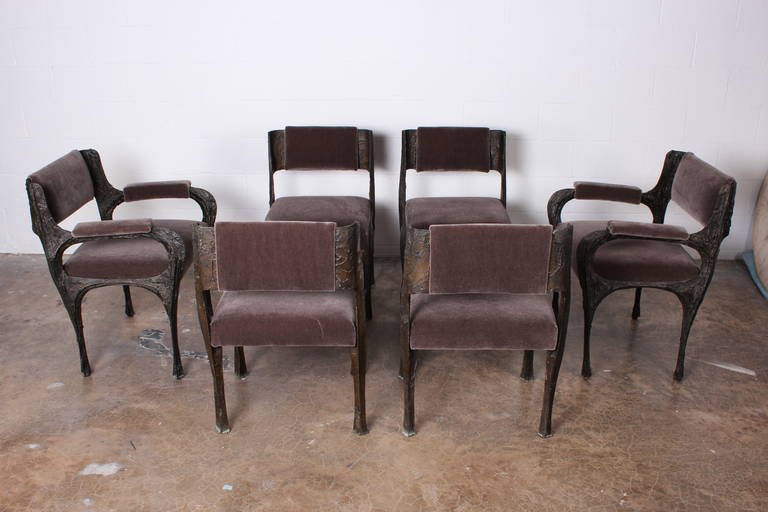 Pair of Sculpted Bronze Armchairs by Paul Evans 6