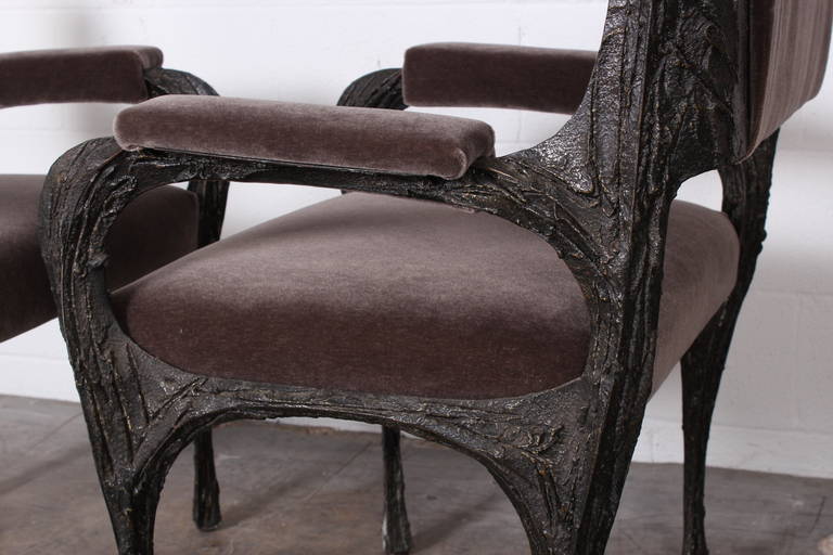 Pair of Sculpted Bronze Armchairs by Paul Evans In Good Condition In Dallas, TX