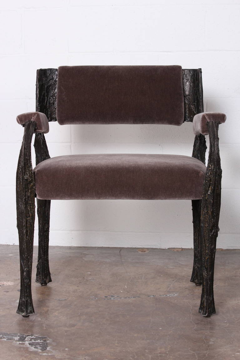 Pair of Sculpted Bronze Armchairs by Paul Evans 2