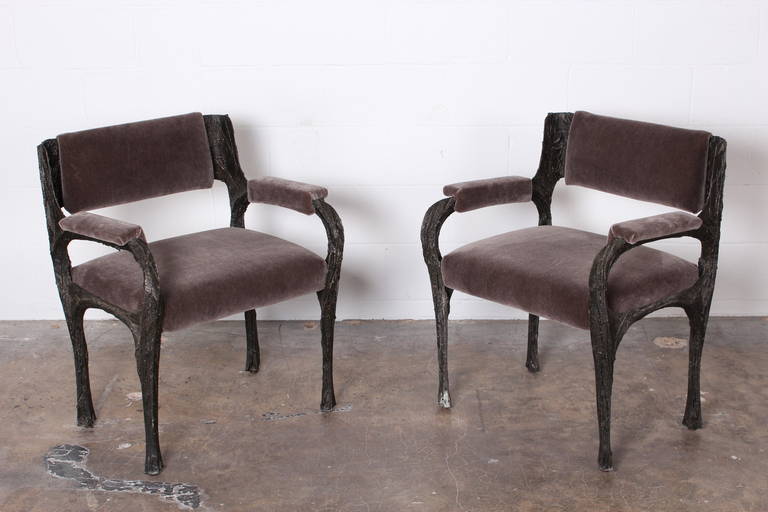 Pair of Sculpted Bronze Armchairs by Paul Evans 3