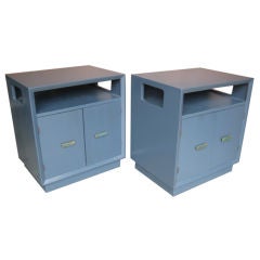 A pair of lacquered nightstands with Pepe Mendoza hardware