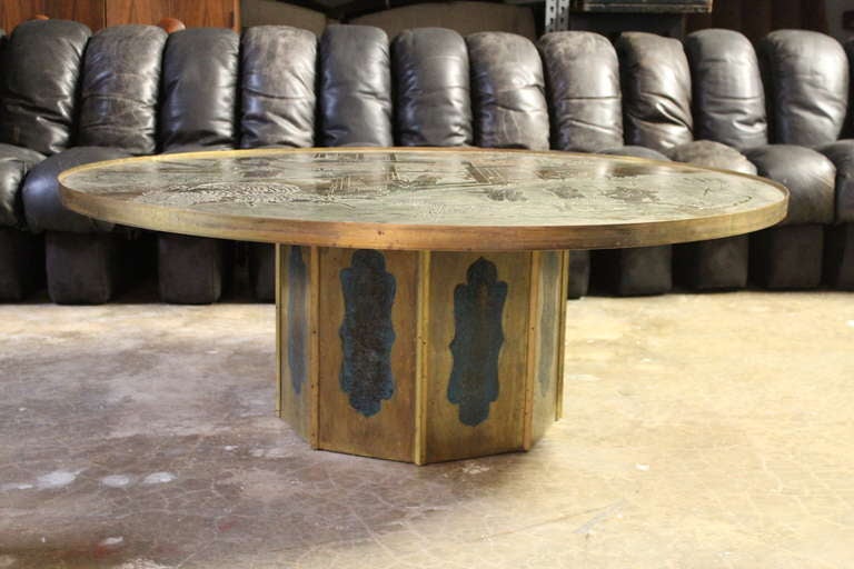Bronze and pewter Chan series coffee table by Philip and Kelvin Laverne.